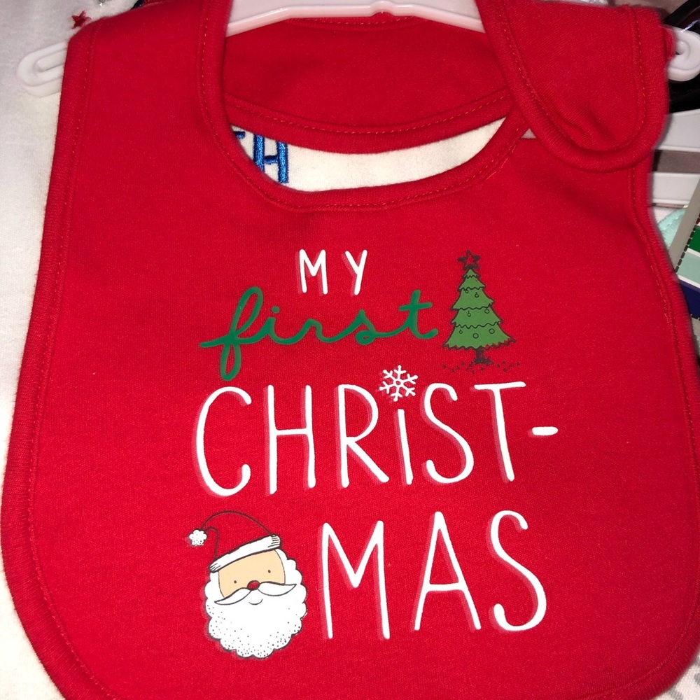 Carters Red First Christmas Bib